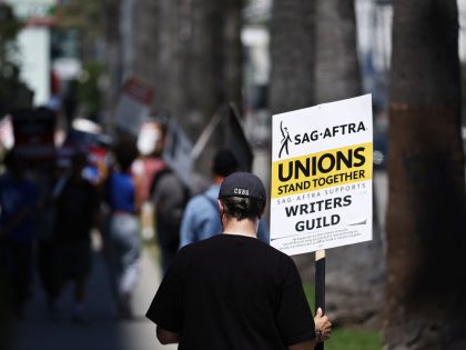 SAG-AFTRA Union Members Join Writers Picket Line At Netflix Headquarters