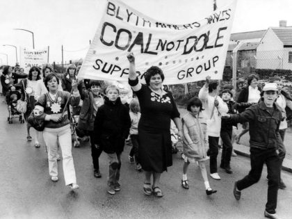 The National Miners Strike 1984  Miners wives today went to a Northumberland miners rally the hard way - they walked from Blyth to Bedlington 9 June 1984