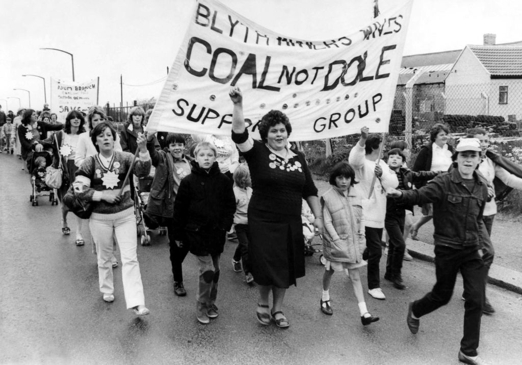 The National Miners Strike 1984  Miners wives today went to a Northumberland miners rally the hard way - they walked from Blyth to Bedlington 9 June 1984