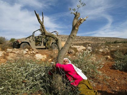 Palestinian Mahfoza Oude, 60, cries as s