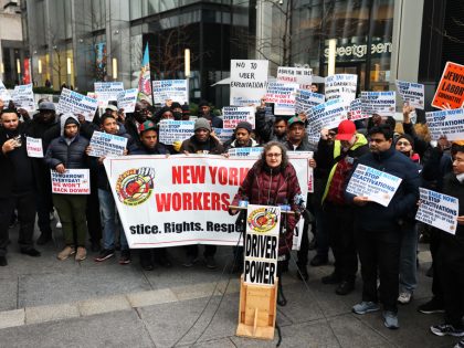 Uber Driver Organize 24-Hour Strike Outside The Company's NYC Headquarters