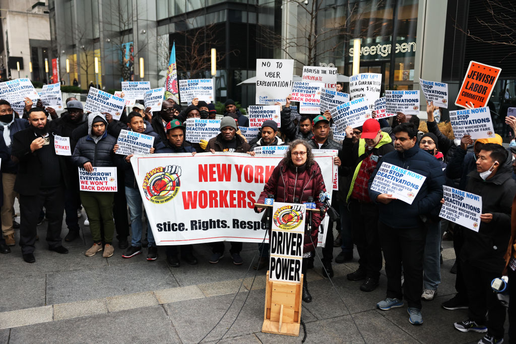 Uber Driver Organize 24-Hour Strike Outside The Company's NYC Headquarters