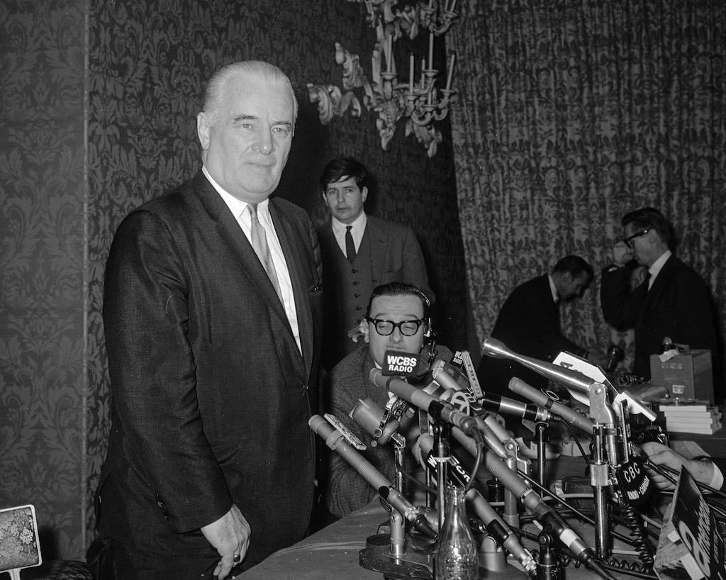 Harry Van Arsdale Speaking at a Press Conference