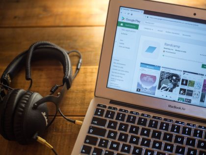 The BandCamp application seen displayed on a Apple MacBook