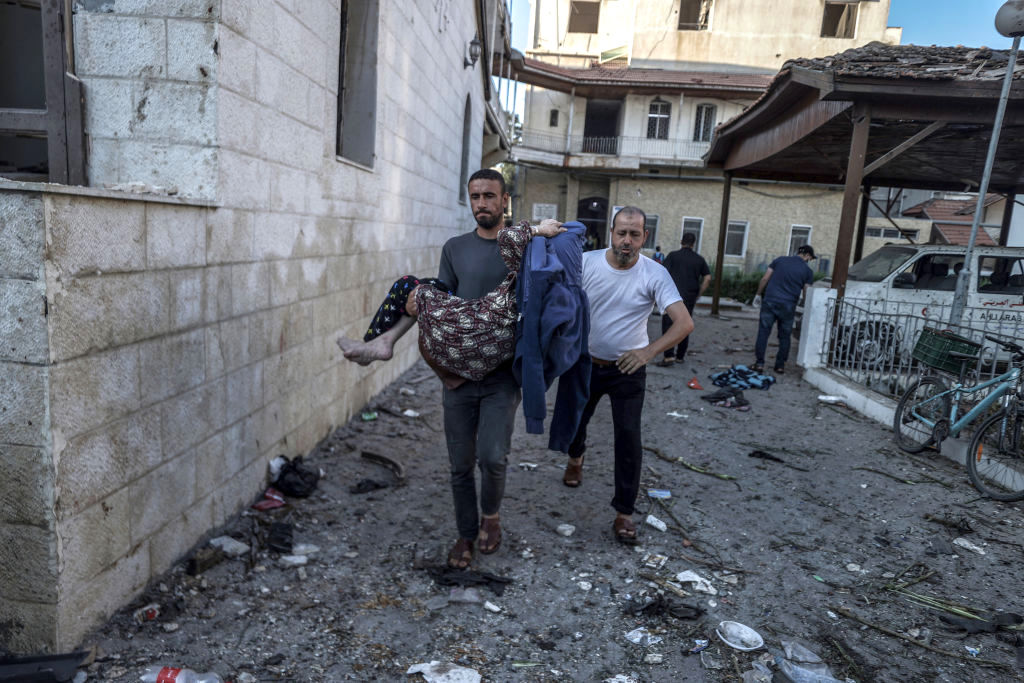 Aftermath of the strike hit Al-Ahli Baptist Hospital in Gaza