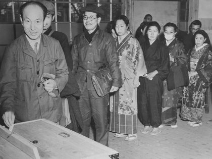 Japanese Leader Casting His Ballot