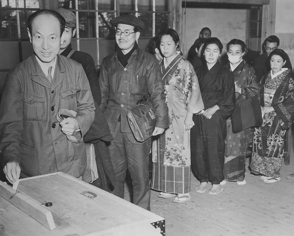 Japanese Leader Casting His Ballot
