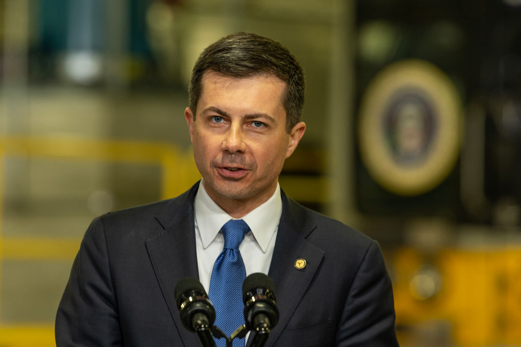 U.S. Secretary of Transportation Pete Buttigieg speaks