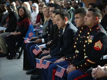Veteran's Day Naturalization Ceremony Held At National Museum Of The Marine Corps