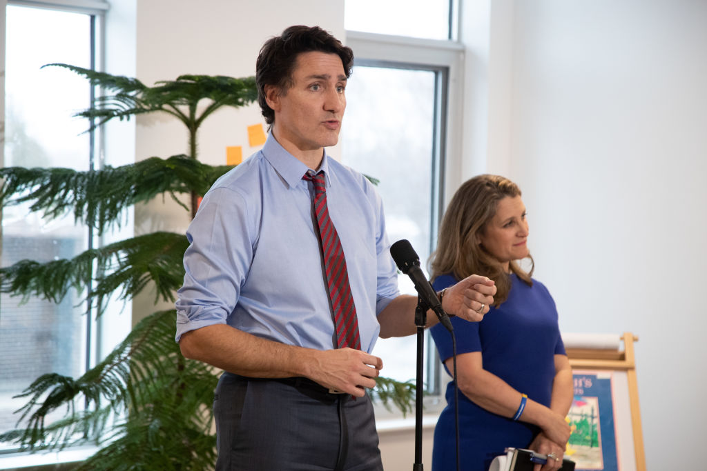 Prime Minister Justin Trudeau And Finance Minister Chrystia Freeland Hold News Conference