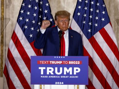 Former US President Donald Trump Delivers Remarks At Mar-a-Lago