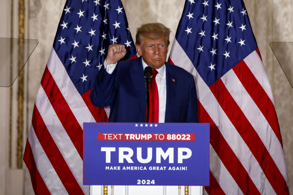Former US President Donald Trump Delivers Remarks At Mar-a-Lago