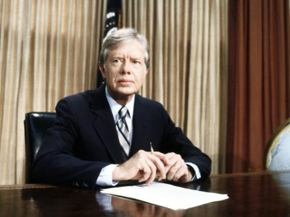 President Jimmy Carter Seated at Desk