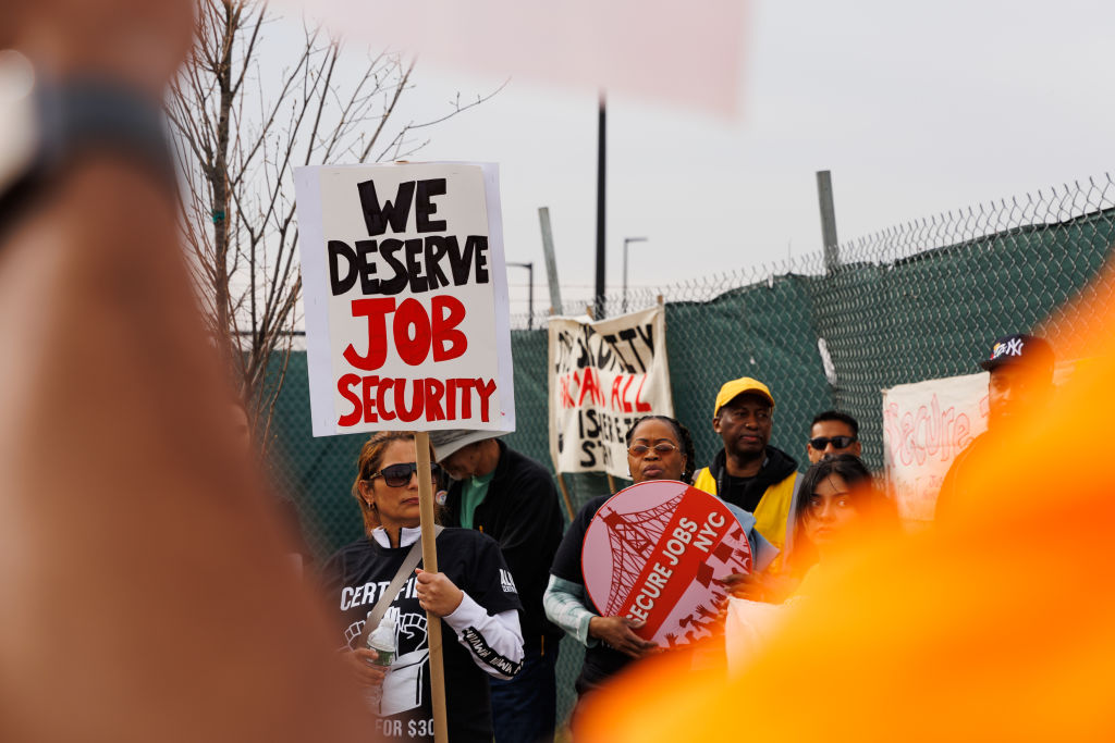 Demonstrators Attend Amazon Labor Union And Secure Jobs NYC Protest