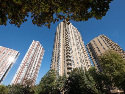 Housing Market in Toronto: Wide angle view of trees and four