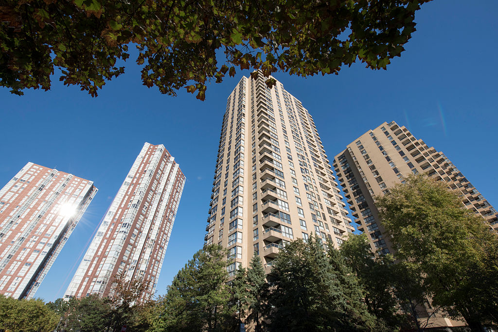 Housing Market in Toronto: Wide angle view of trees and four