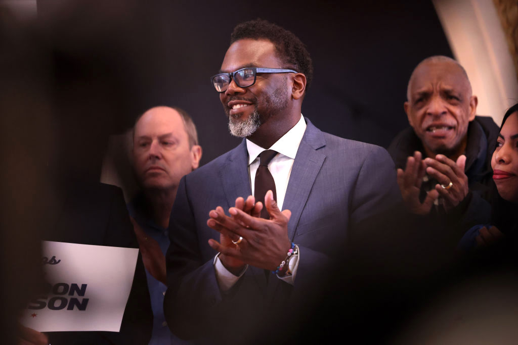 Chicago Mayoral Candidate Brandon Johnson Campaigns In Chicago