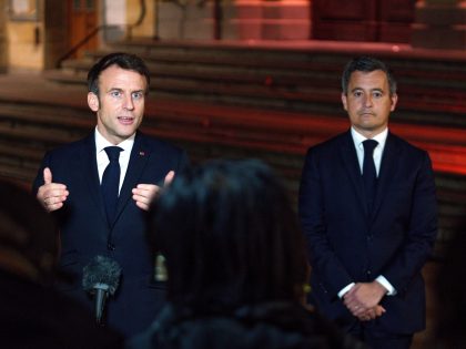 President Macron holds Outdoor Press Conference With Ministers Of Home Affairs
