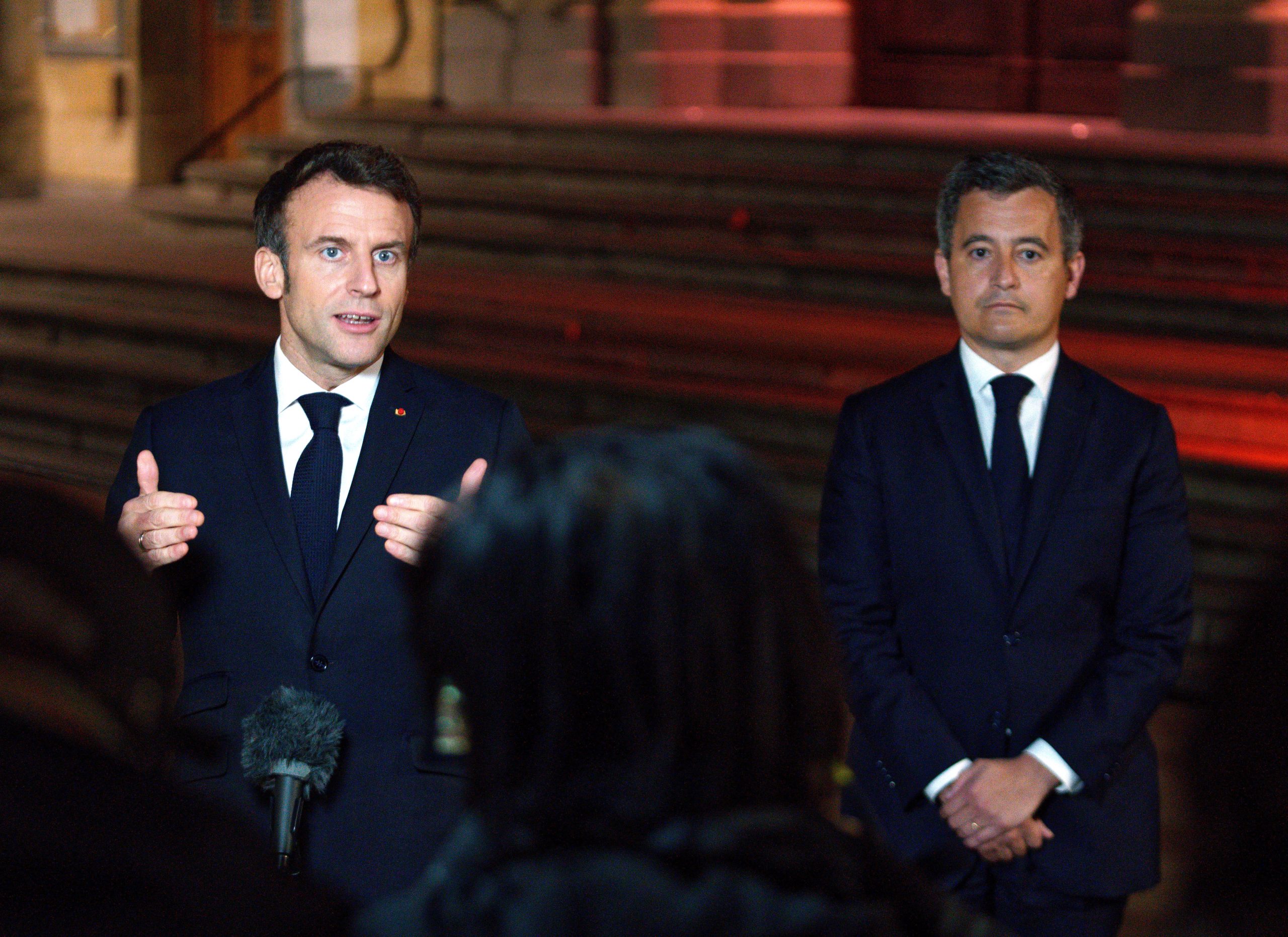 President Macron holds Outdoor Press Conference With Ministers Of Home Affairs