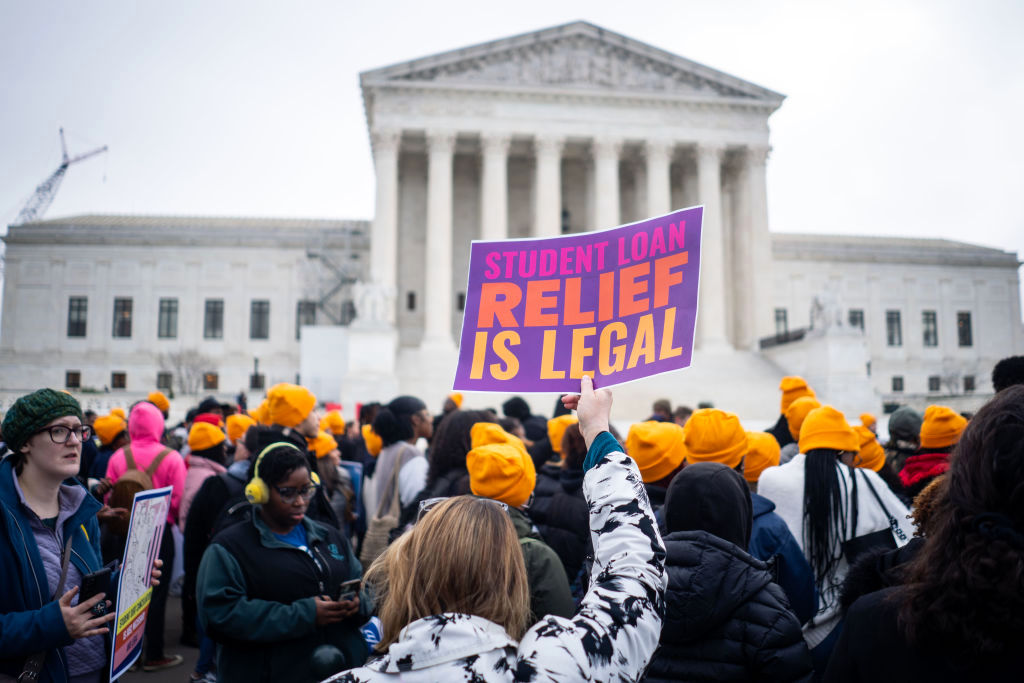 People Gather Outside The Supreme Court To Support President Biden's Student Debt Relief Plan