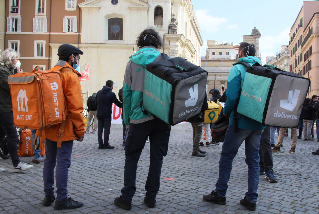 Protest by Riders of Renewal of Right To Work in Rome