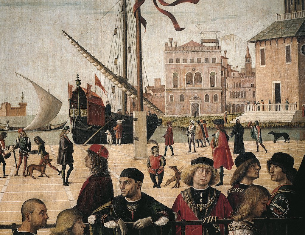 Italy, Venice, Scenes from life of Saint Ursula (from Golden Legend by Jacobus de Voragine) Arrival of English Ambassadors, detail harbour