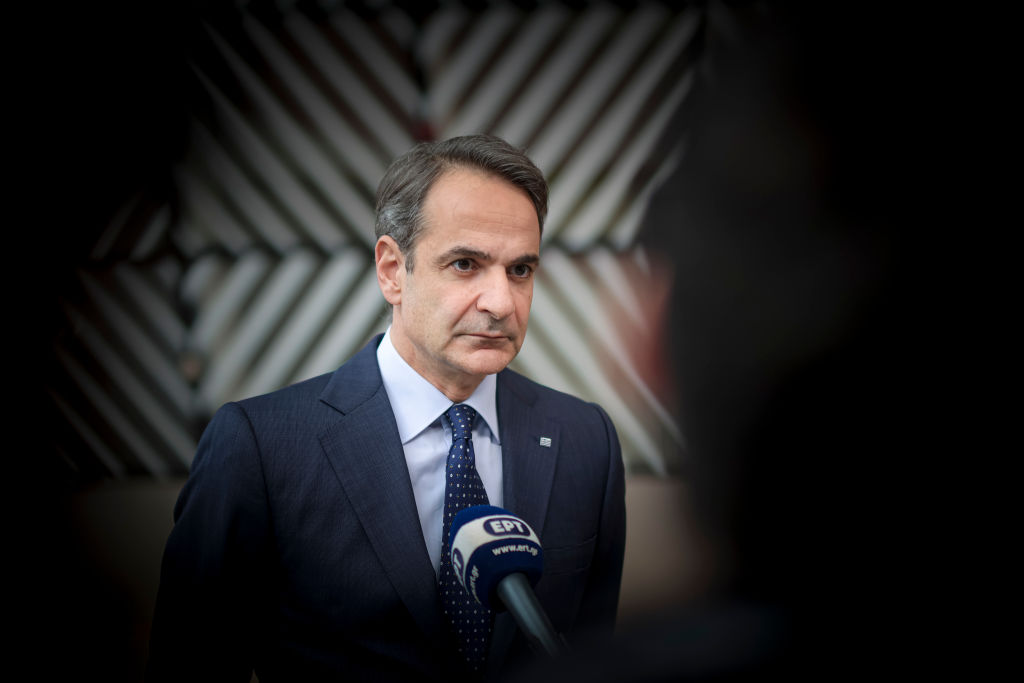 Kyriakos Mitsotakis Prime Minister Of Greece At The European Council