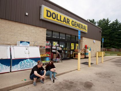 Workers at the Dollar General store taking a break across