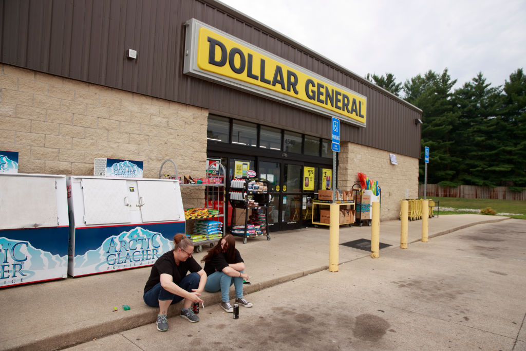 Workers at the Dollar General store taking a break across