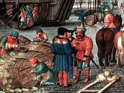 Harbour of Bruges, 15th century miniature, Belgium, Bruges museum.