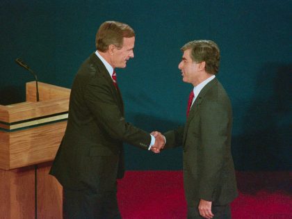 George Bush and Michael Dukakis Shaking Hands