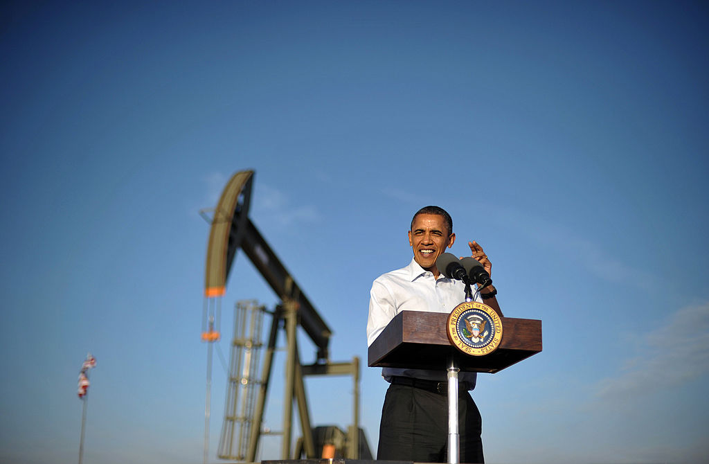 US President Barack Obama speaks at an o