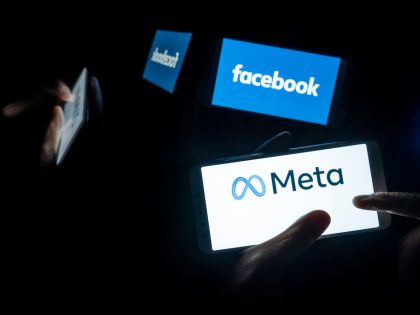 In this photo illustration, Meta and Facebook logos seen