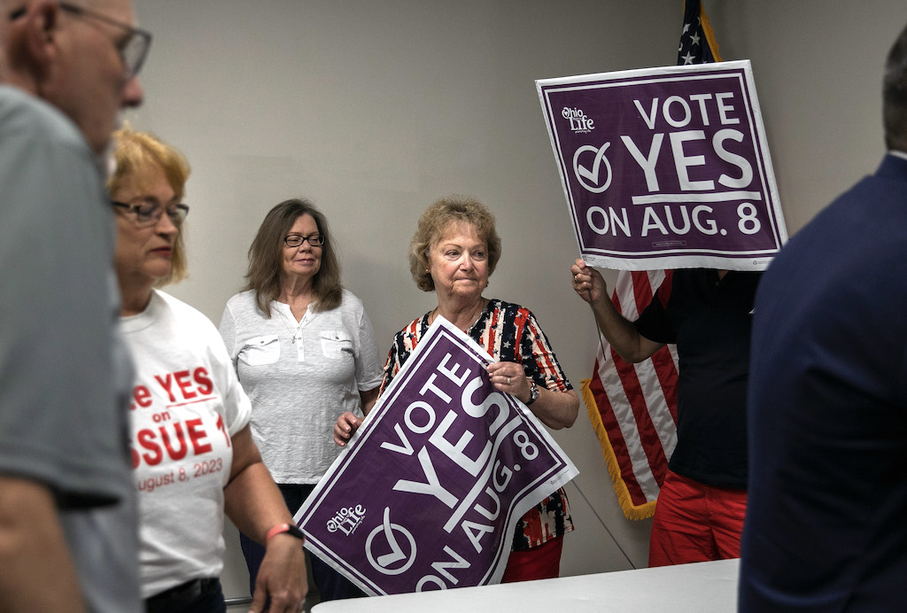 MARION, OH- JULY, 13: People gather at the Marion County Republ