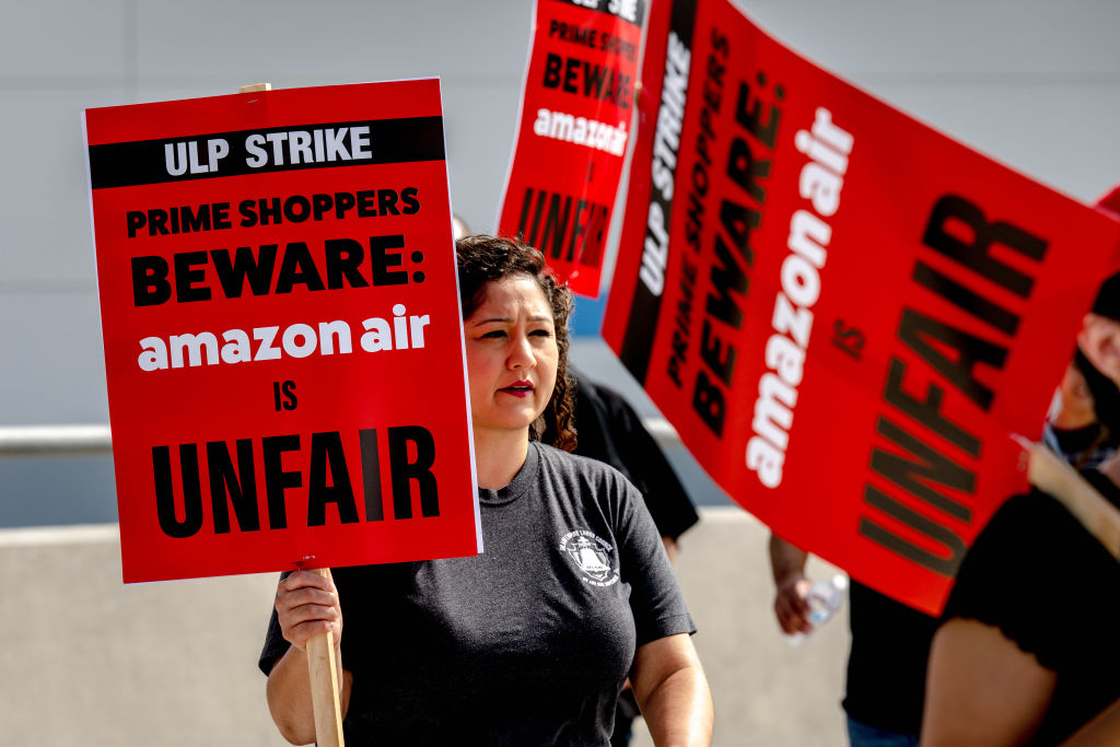 Amazon Workers at California Air Hub Protest