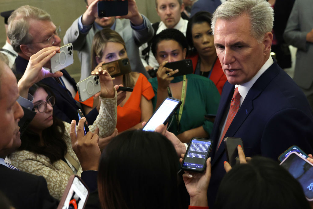 Speaker McCarthy Speaks To Press After Freedom Caucus Meeting