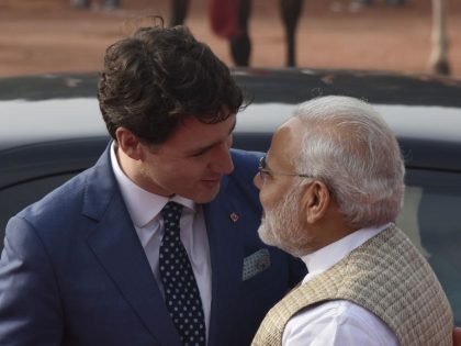 Prime Minister Narendra Modi Welcomes Canadian Prime Minister Justin Trudeau And His Family During Ceremonial Reception