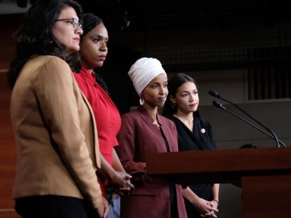 Congresswomen Ocasio-Cortez, Tlaib, Omar, And Pressley Hold News Conference After President Trump Attacks Them On Twitter