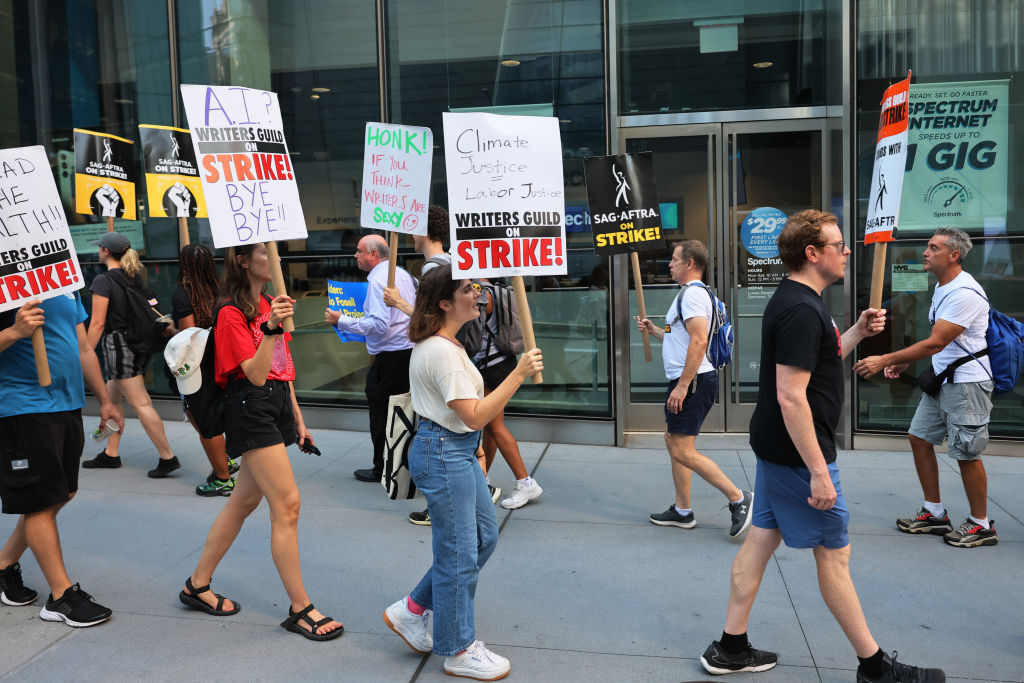 Striking Actors And Writers Focusing On Climate Issues Demonstrate For More Sustainable Career Path