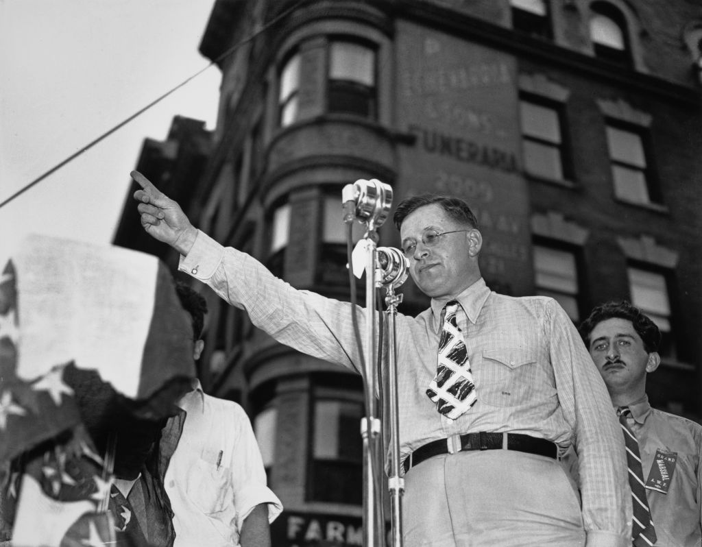 Gov. Elmer Benson Addresses Rally