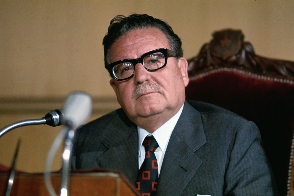 Chilean President Salvador Allende in Press Conference