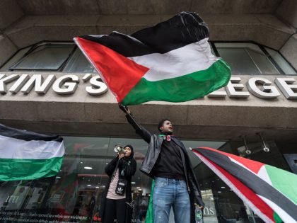 Student protest march in London for Palestinian people