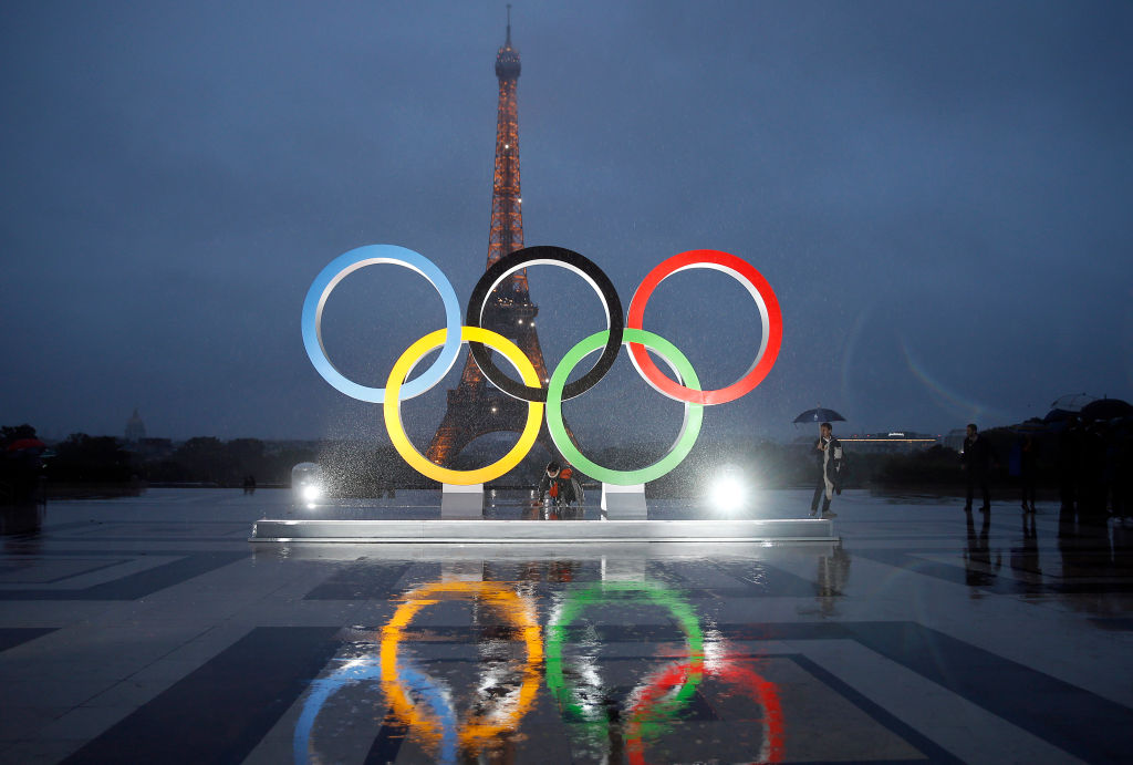 Paris City Hall Unveils Olympic Rings At Le Trocadero In Paris