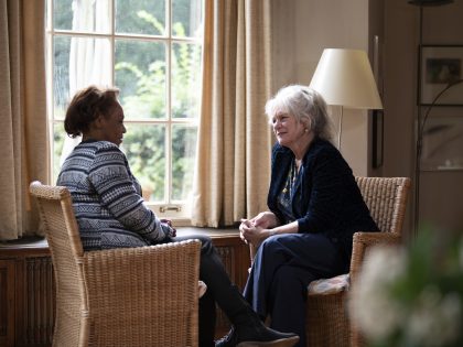 Two women talking at counseling session