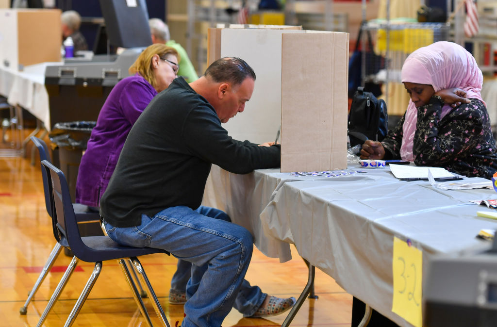 People vote at a polling station in Pennsylvania