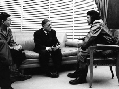 Cuba: Jean-Paul Sartre and Simone De Beauvoir meeting with Ernesto Che Guevara, Havana, 1960. Signed photograph by Alberto Korda