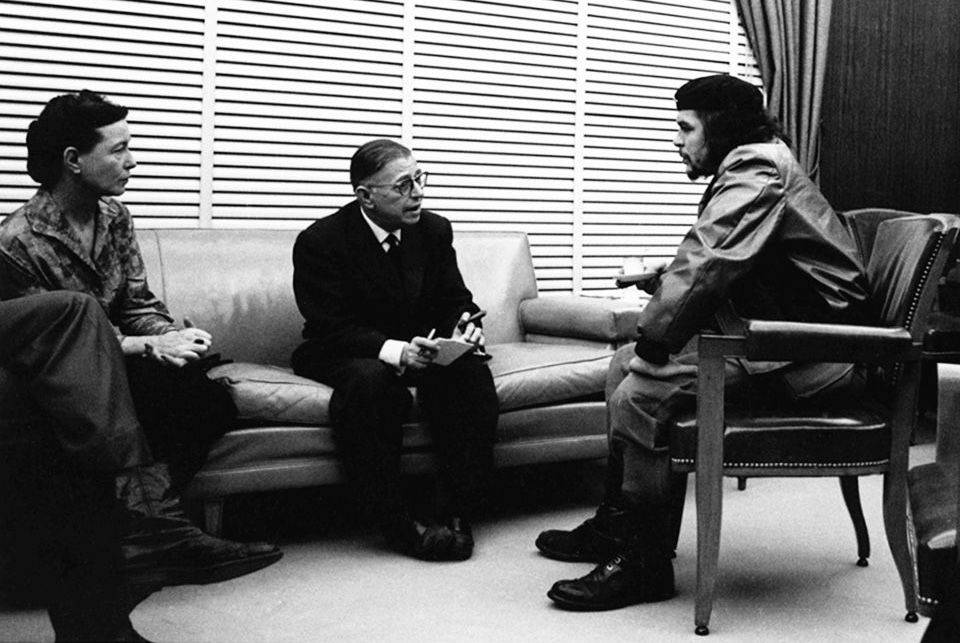Cuba: Jean-Paul Sartre and Simone De Beauvoir meeting with Ernesto Che Guevara, Havana, 1960. Signed photograph by Alberto Korda