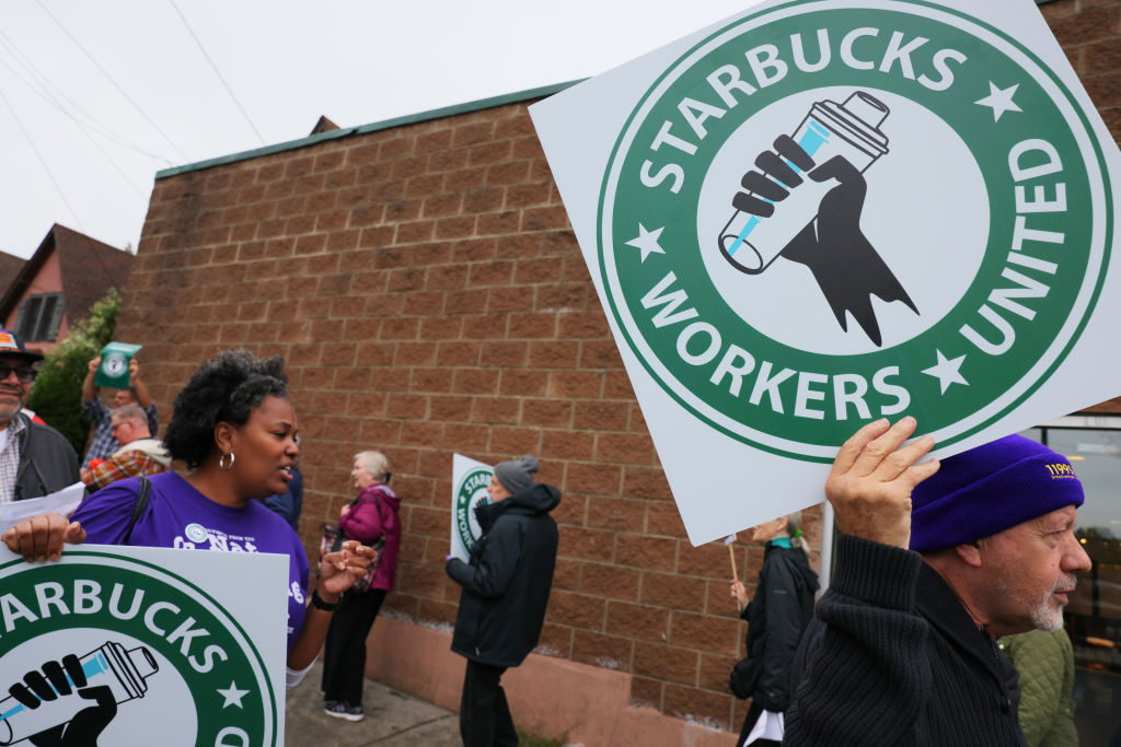 Starbucks Workers United Union Holds Rally At Staten Island Starbucks Location