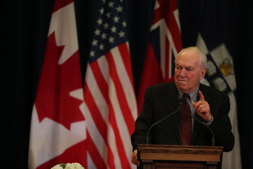 American Senator Bernie Sanders talks at Convocation Hall to talk about Canadian healthcare at the University of Toronto