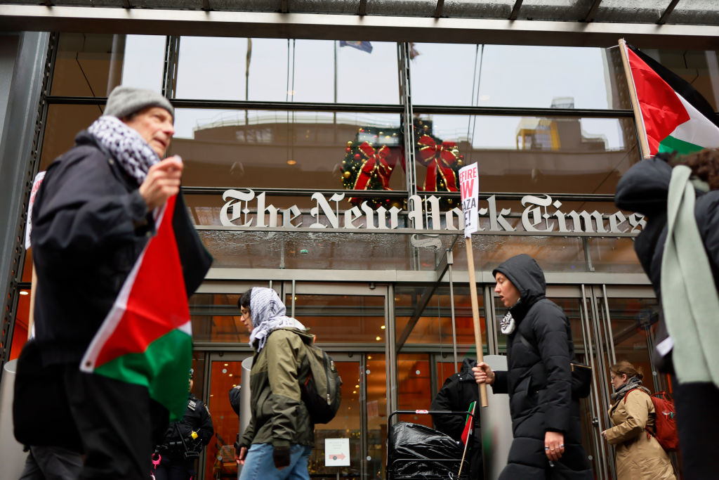 Pro-Palestinian Protestors March Outside New York Times Building